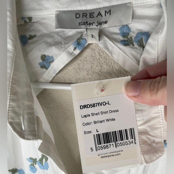 NWT Dream Sister Jane Lapis Shell Shirt Dress Women's Size Large Brilliant White - Picture 7 of 12
